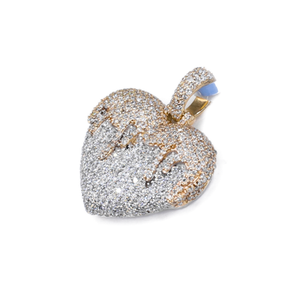 14k Solid Gold Lab Diamond Drip Heart Pendant