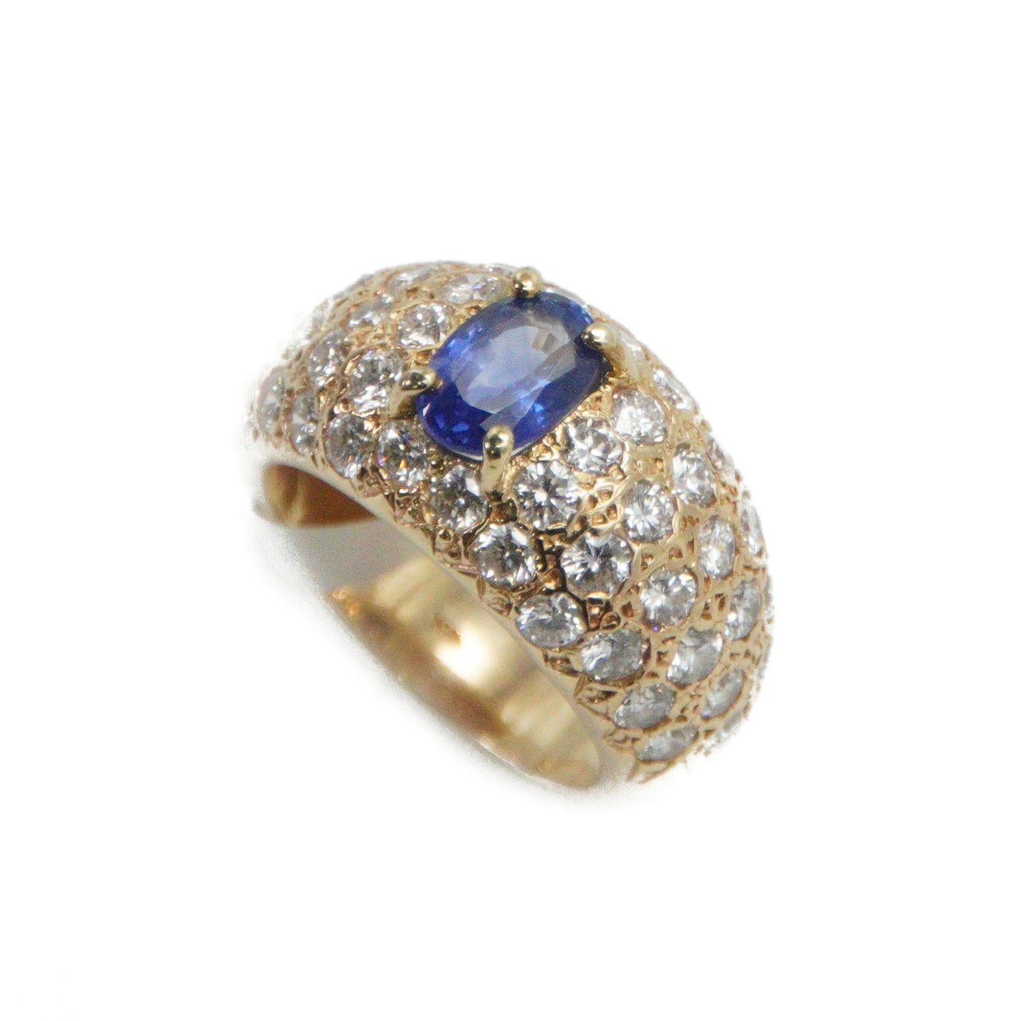 14k Solid Gold Lab Diamond Sapphire Ring
