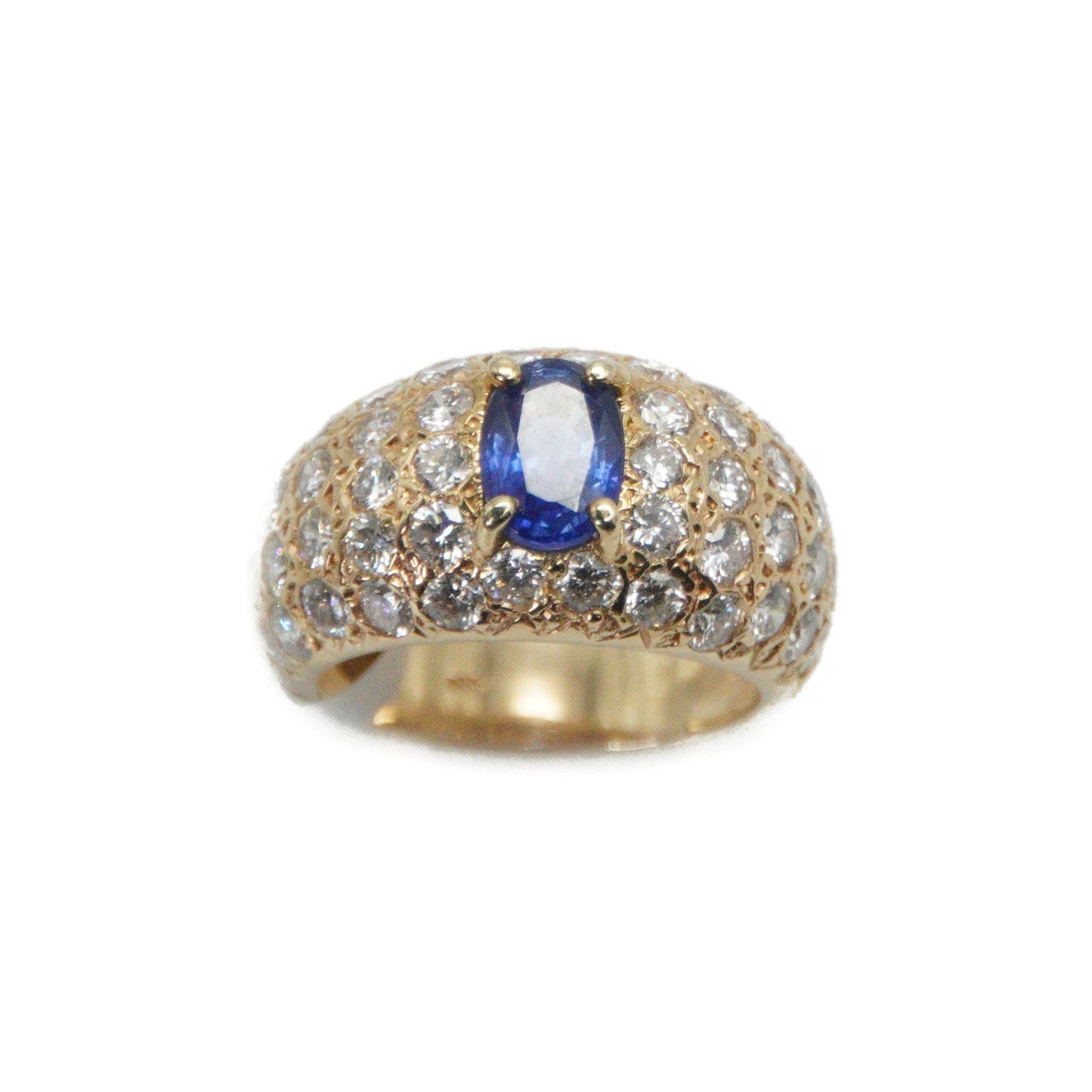 14k Solid Gold Lab Diamond Sapphire Ring