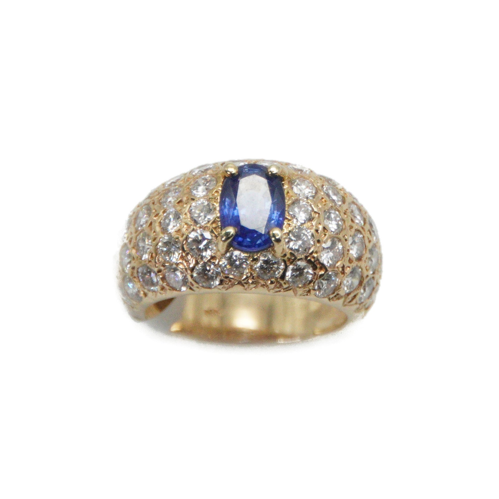 14k Solid Gold Lab Diamond Sapphire Ring