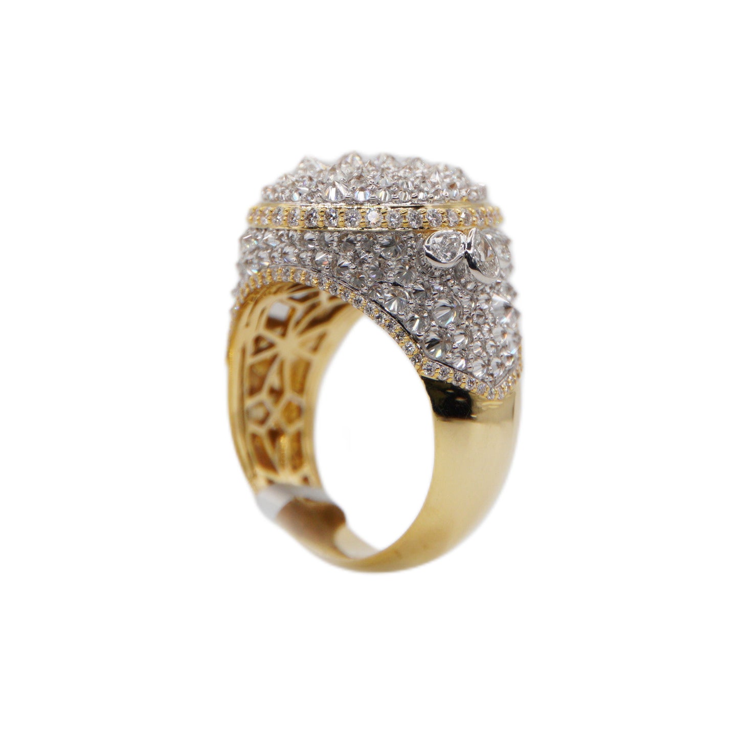 14k Solid Gold Upside Down VS1 Diamond Mosaic Setting Ring