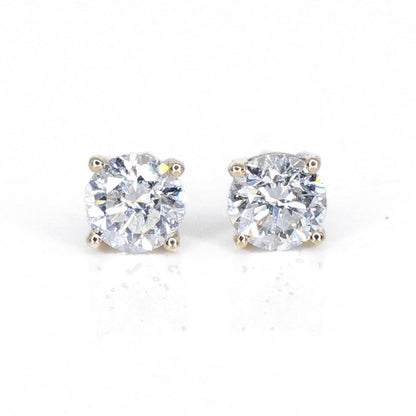 14k Solid Gold Lab Diamond 1ct Solitaire Earrings