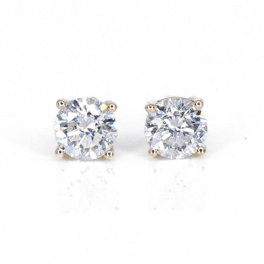 14k Solid Gold Lab Diamond 1ct Solitaire Earrings