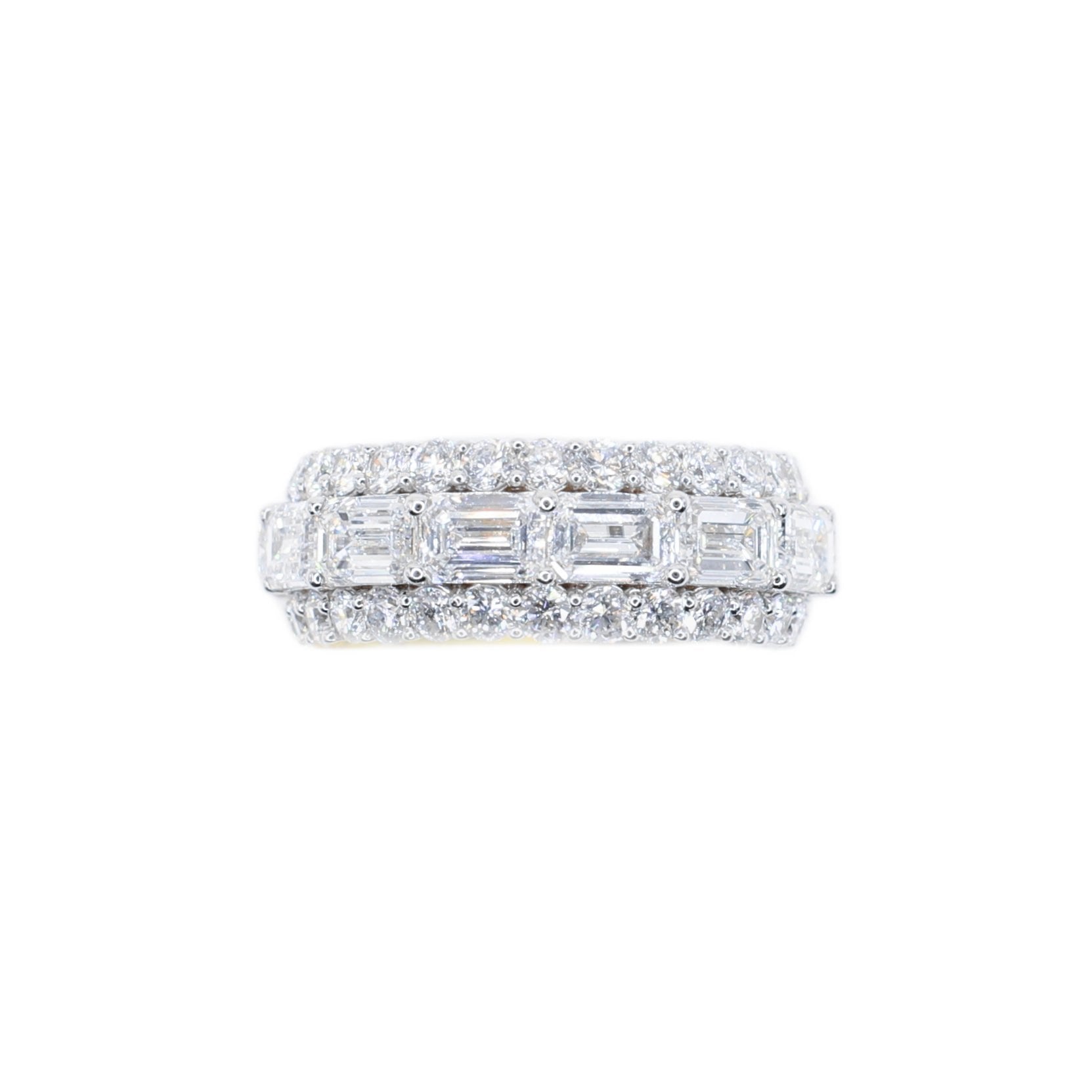 14k Solid Gold Lab Diamond Emerald Center Row Men's Band