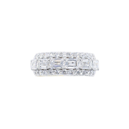 14k Solid Gold Lab Diamond Emerald Center Row Men's Band