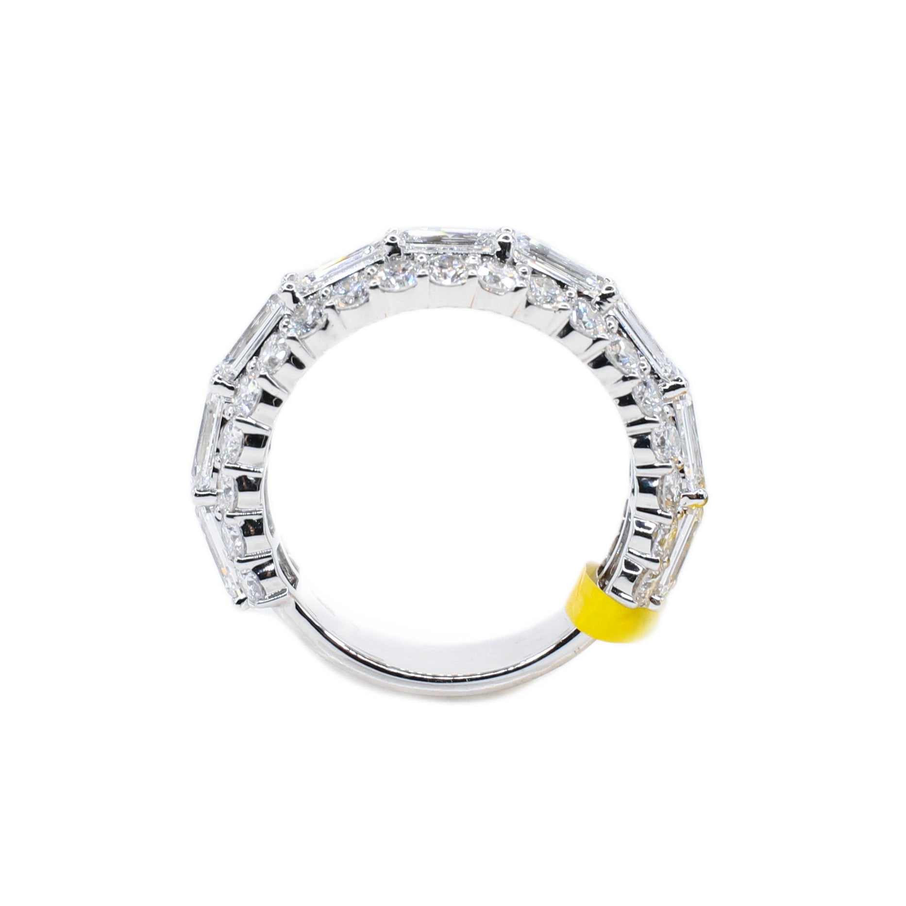 14k Solid Gold Lab Diamond Emerald Center Row Men's Band