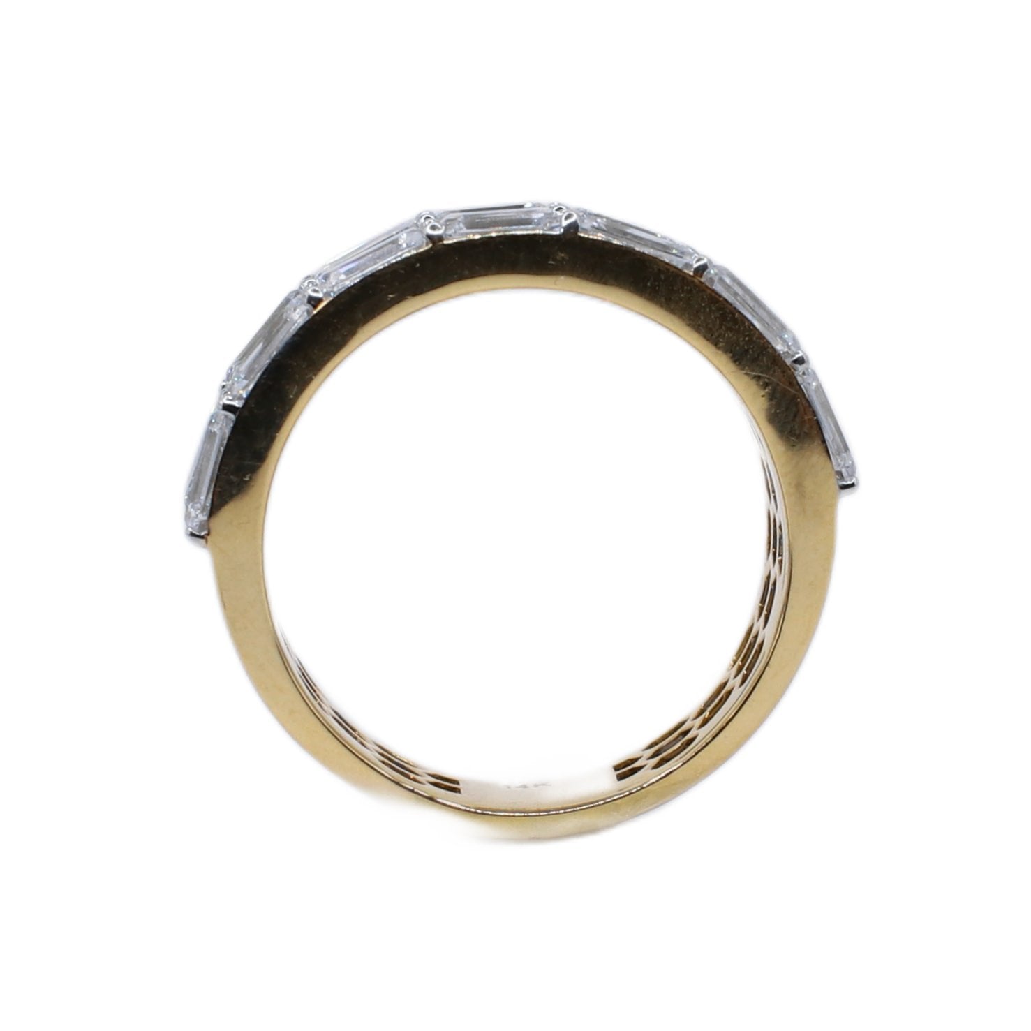 14k Solid Gold Lab Diamond Emerald Triple Row Men's Band