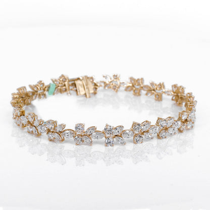 14k Solid Gold Lab Diamond Leaf Bracelet