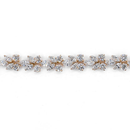 14k Solid Gold Lab Diamond Leaf Bracelet