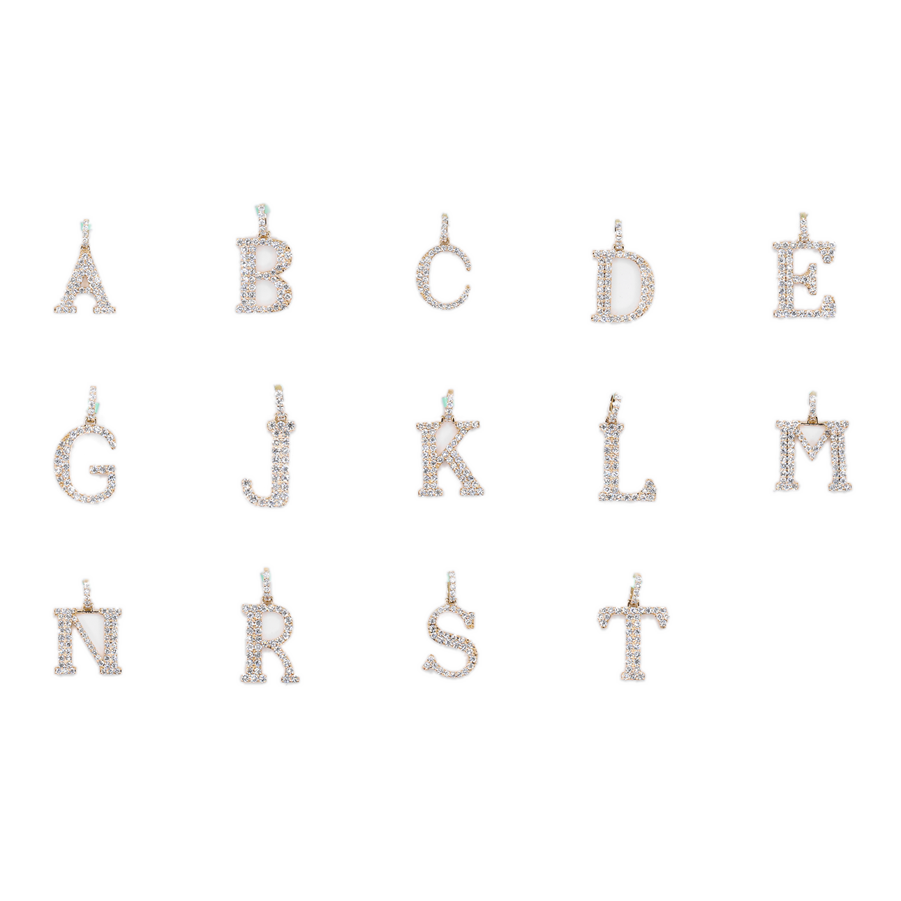 14k Solid Gold Lab Diamond Letter Initial Pendant & Chain Set
