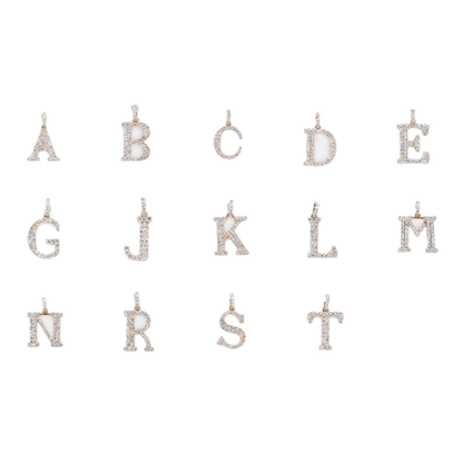 14k Solid Gold Lab Diamond Letter Initial Pendant & Chain Set
