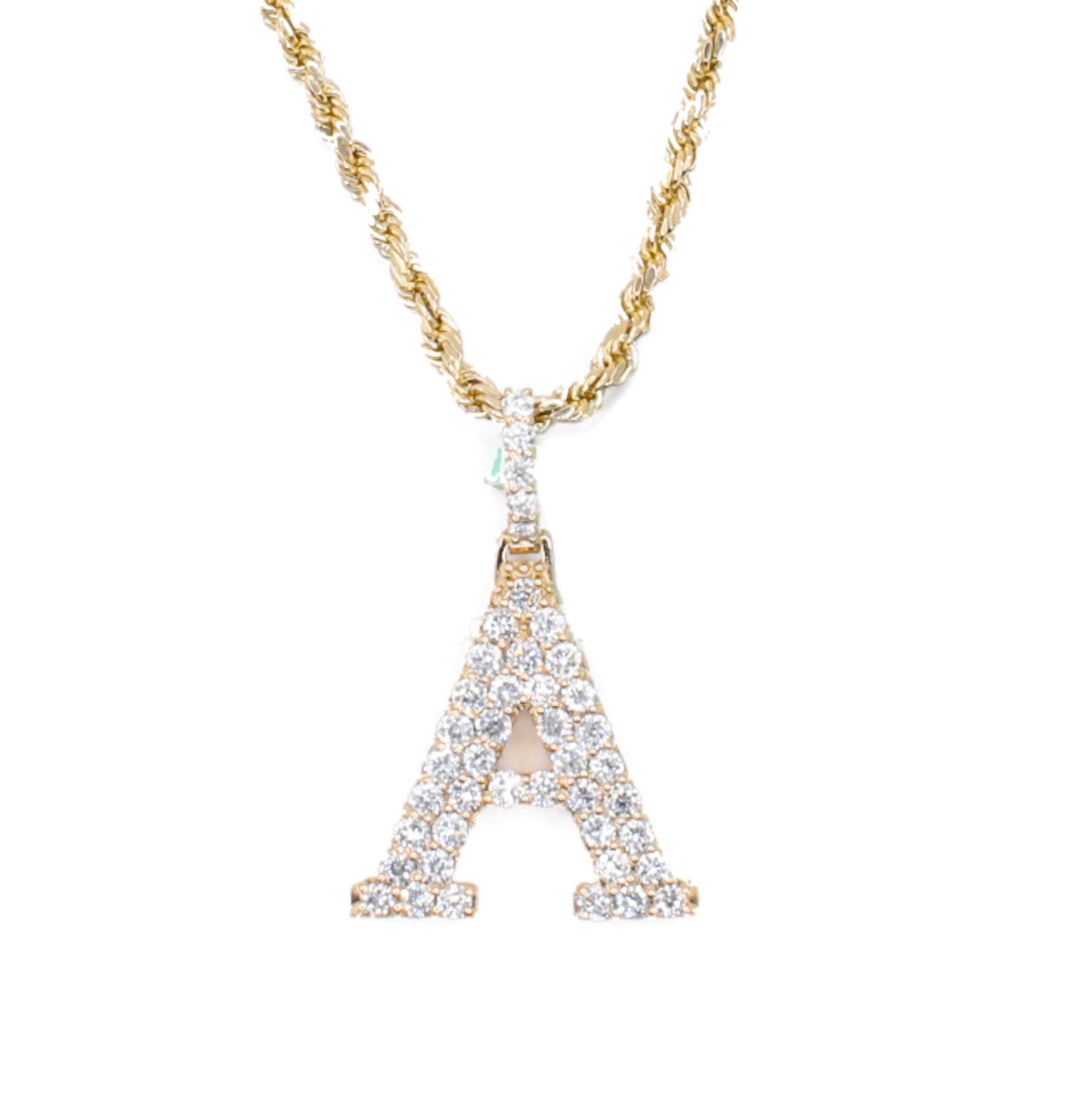 14k Solid Gold Lab Diamond Letter Initial Pendant & Chain Set