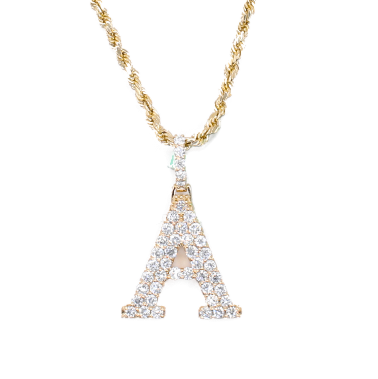 14k Solid Gold Lab Diamond Letter Initial Pendant & Chain Set