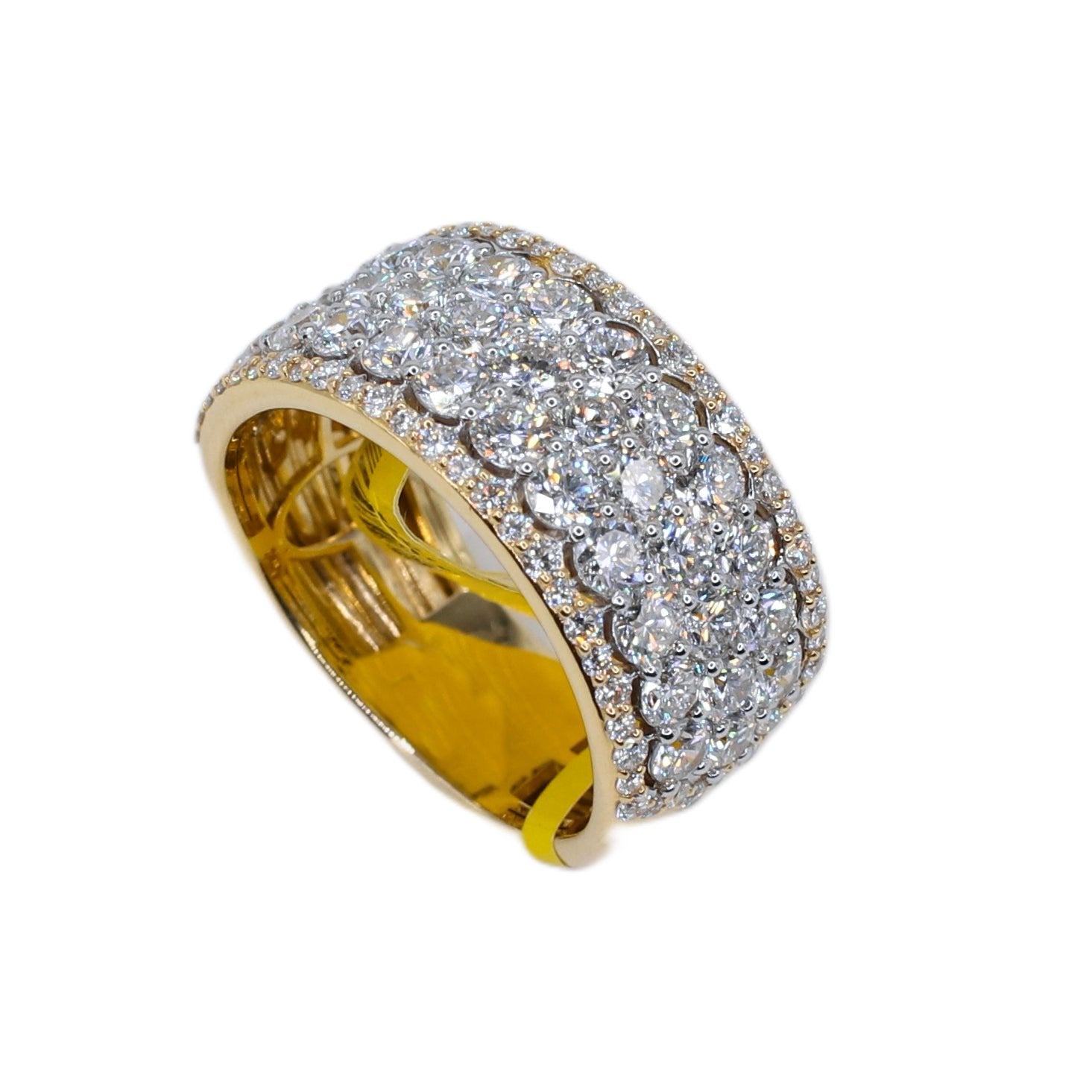 14k Solid Gold Lab Diamond Pave Cluster Men's Band