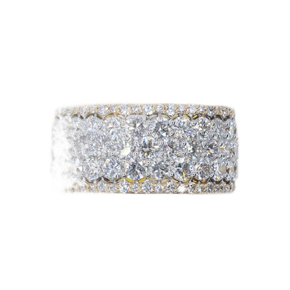 14k Solid Gold Lab Diamond Pave Cluster Men's Band