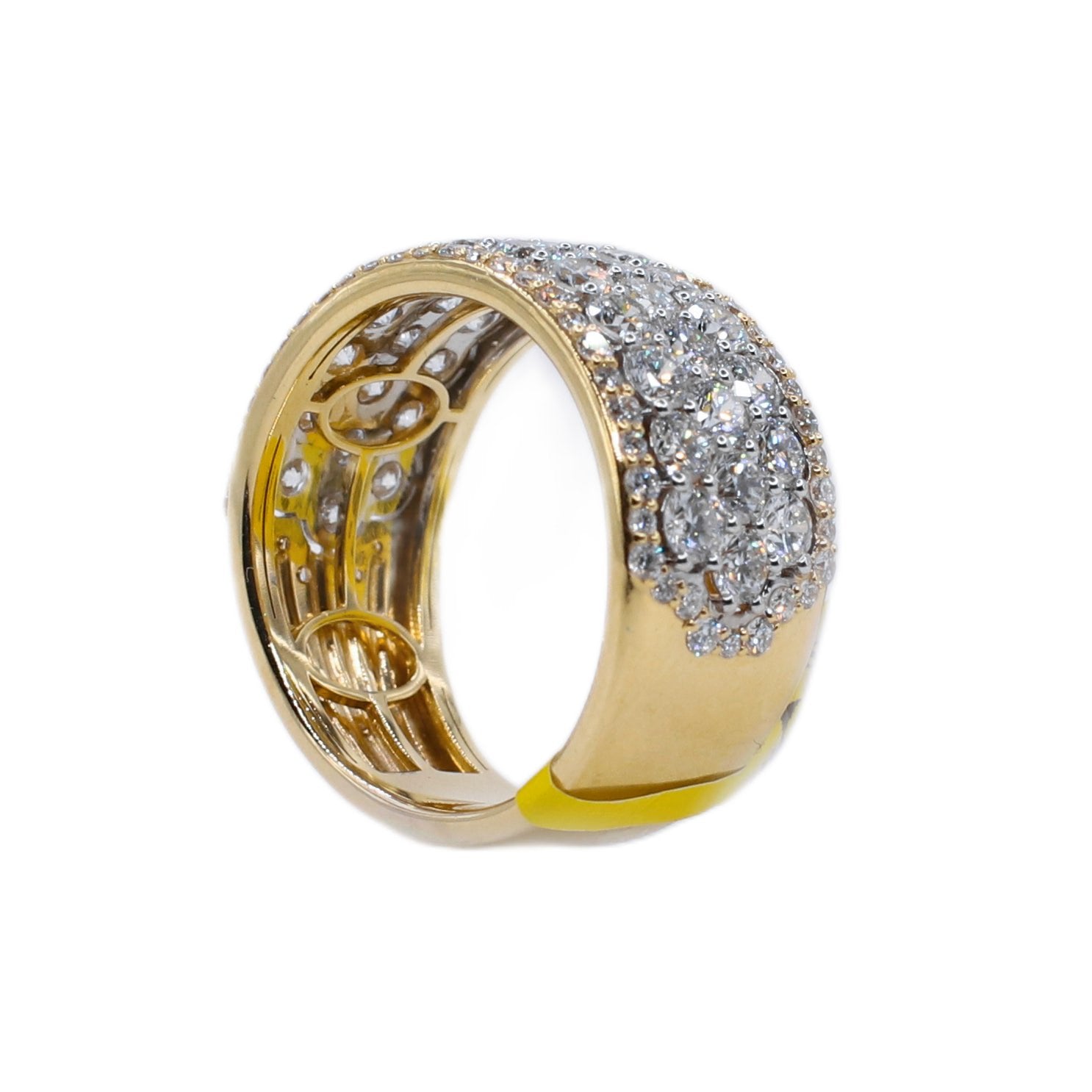 14k Solid Gold Lab Diamond Pave Cluster Men's Band