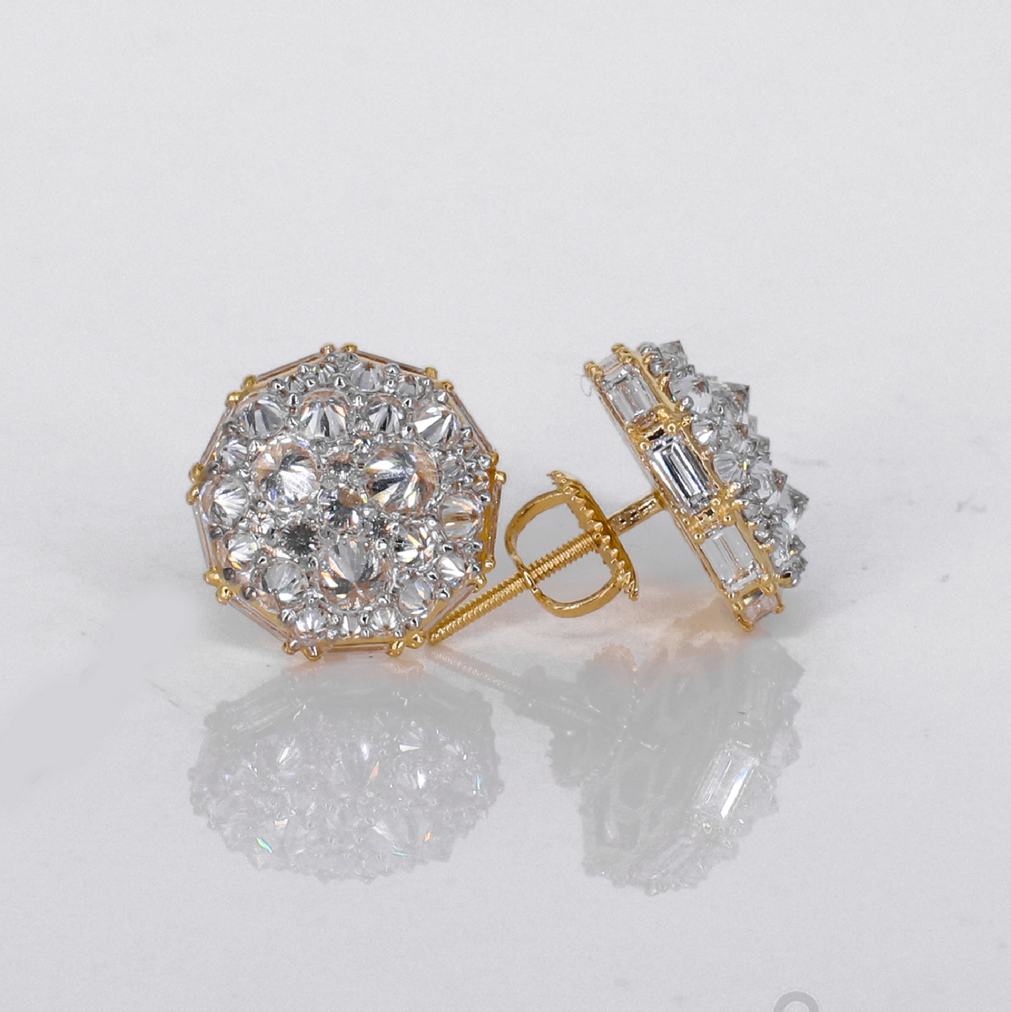 14k Solid Gold Upside Down Lab Diamond 13mm Earrings