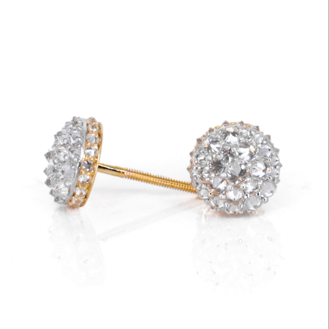 14k Solid Gold Upside Down Lab Diamond 8mm Earrings