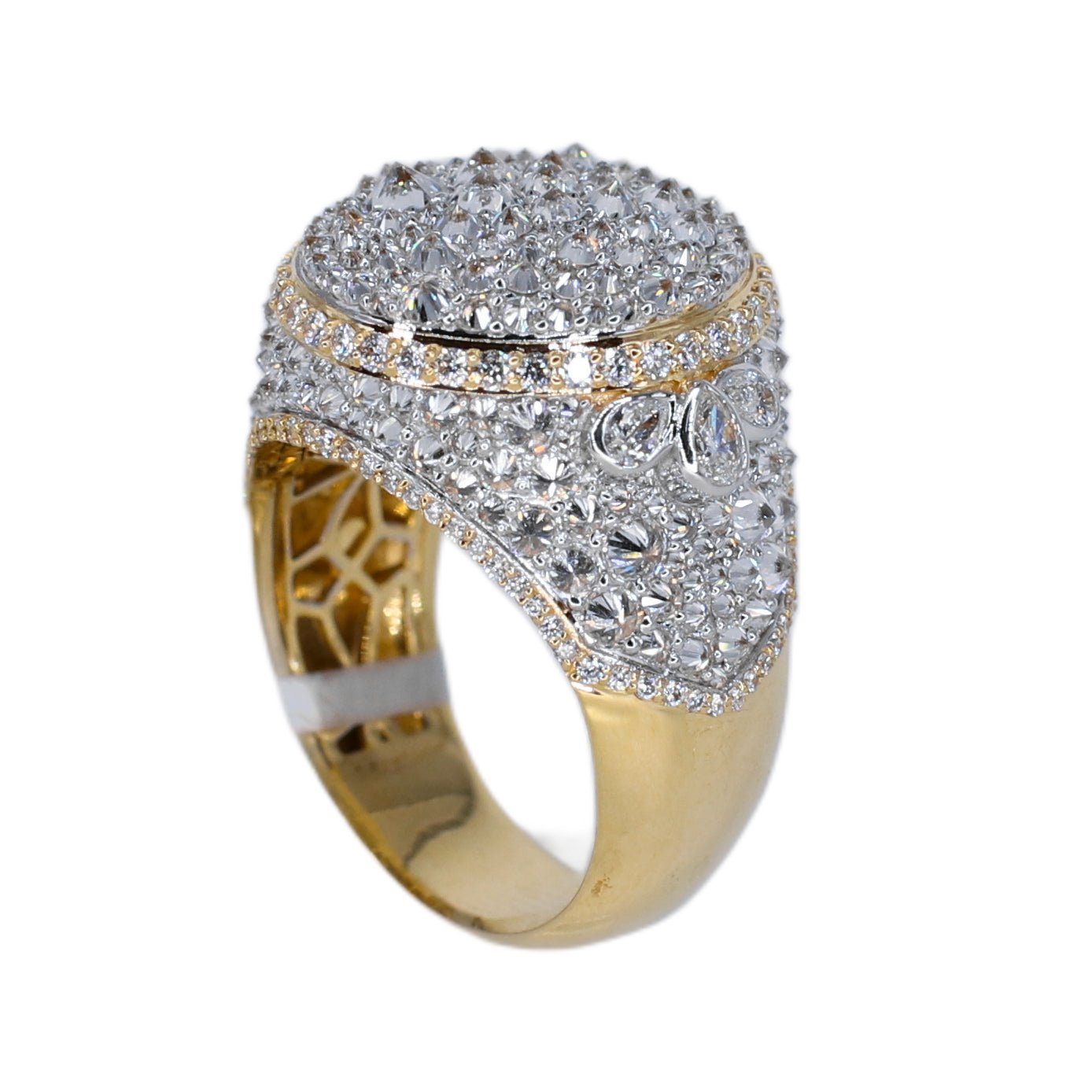 14k Solid Gold Upside Down Lab VS1 Diamond Mosaic Setting Ring