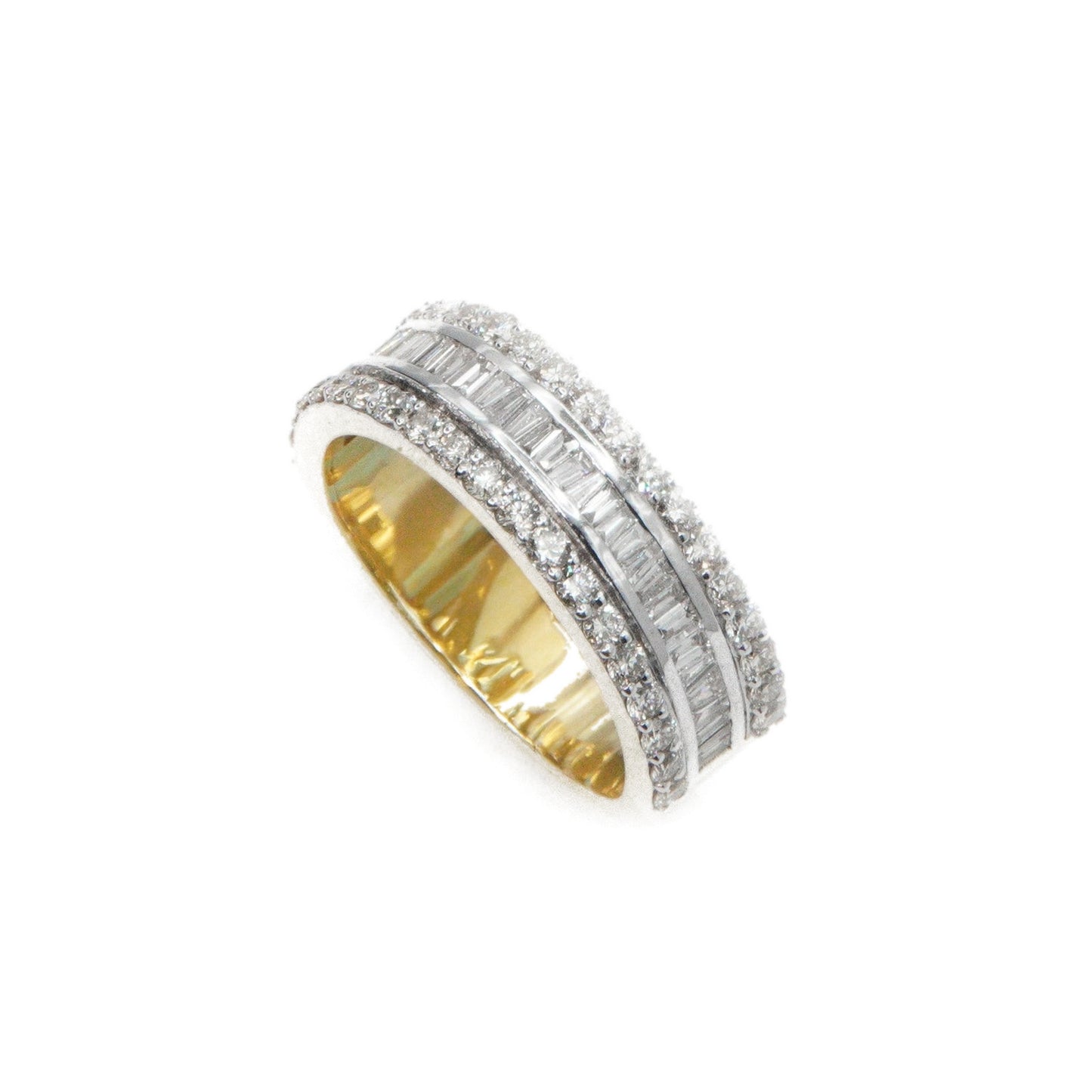 14k Solid Gold Baguette Lab Diamond Alternating Band