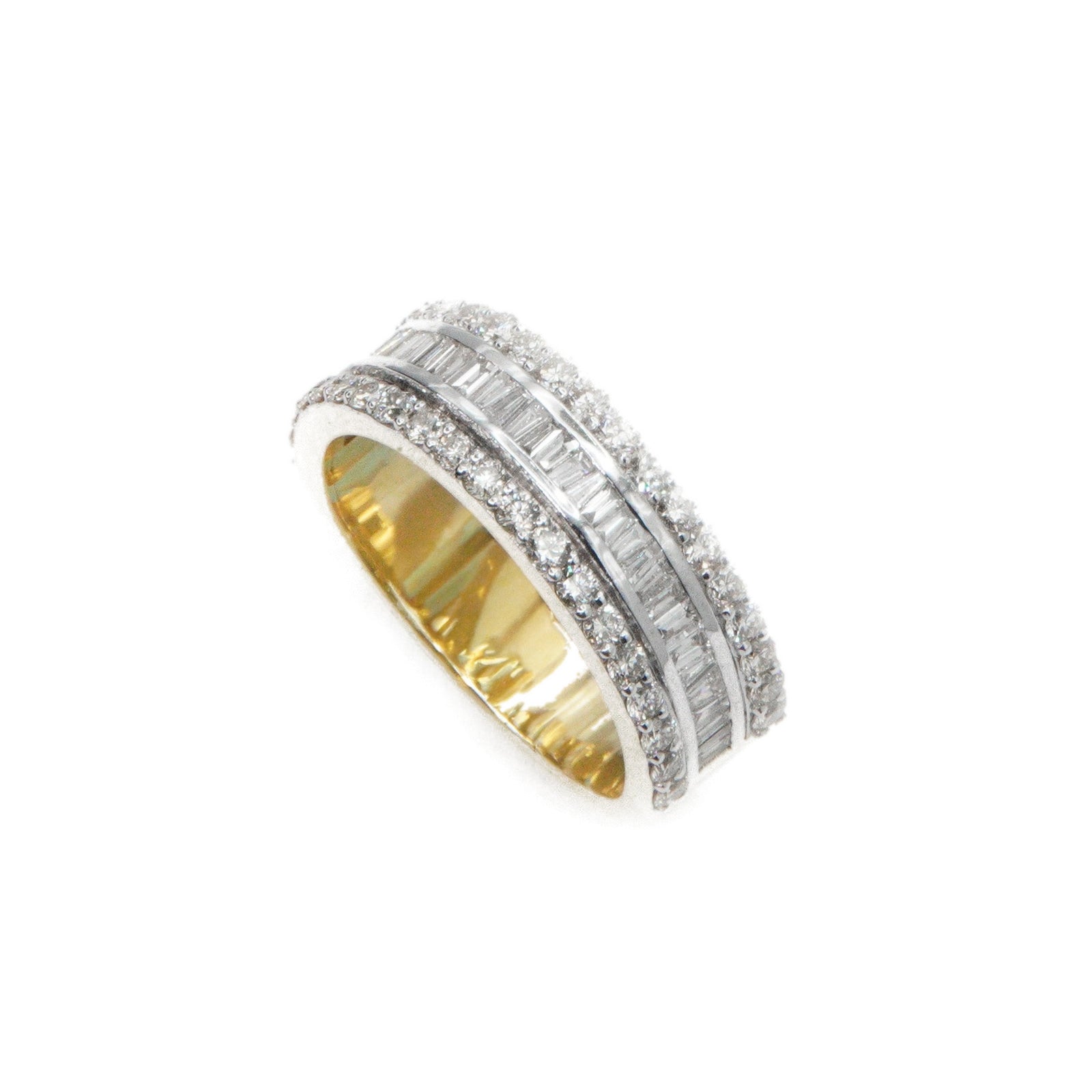 14k Solid Gold Baguette Lab Diamond Alternating Band