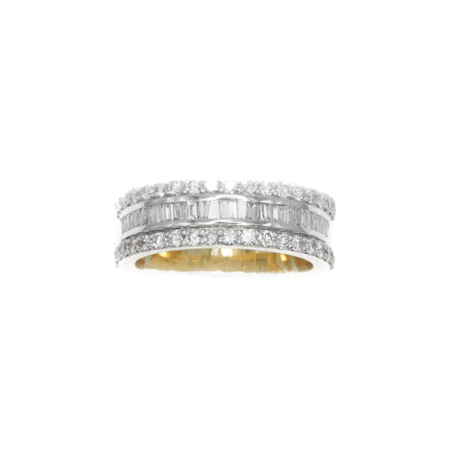 14k Solid Gold Baguette Lab Diamond Alternating Band