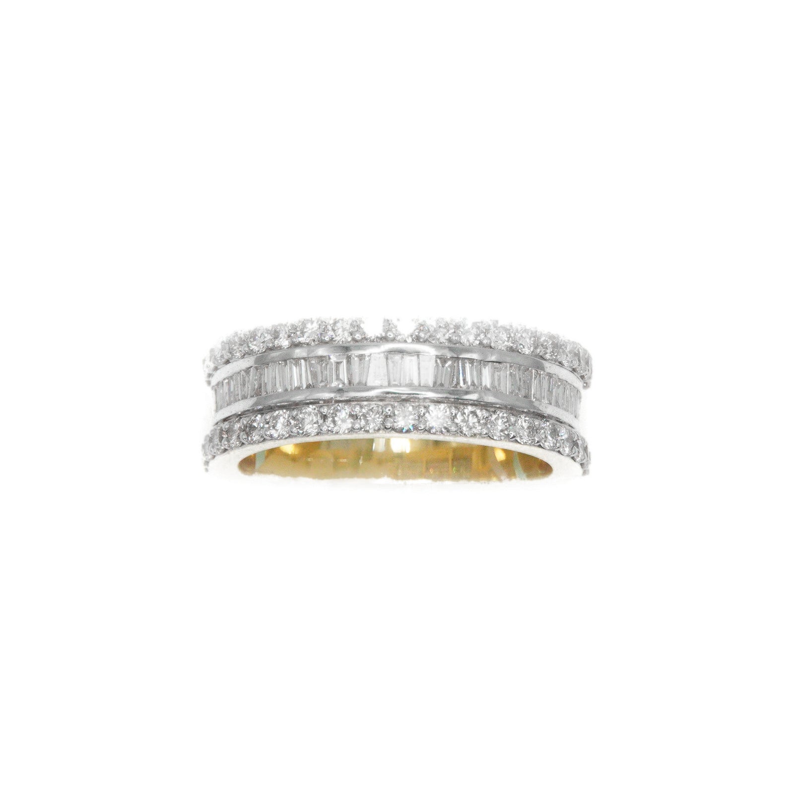 14k Solid Gold Baguette Lab Diamond Alternating Band