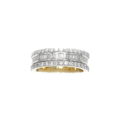 14k Solid Gold Baguette Lab Diamond Alternating Band