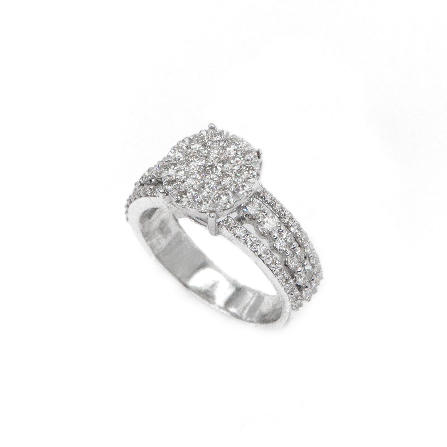 14k Solid Gold Lab Diamond Circle-Cluster Engagement Ring