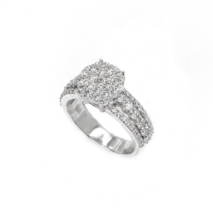 14k Solid Gold Lab Diamond Circle-Cluster Engagement Ring