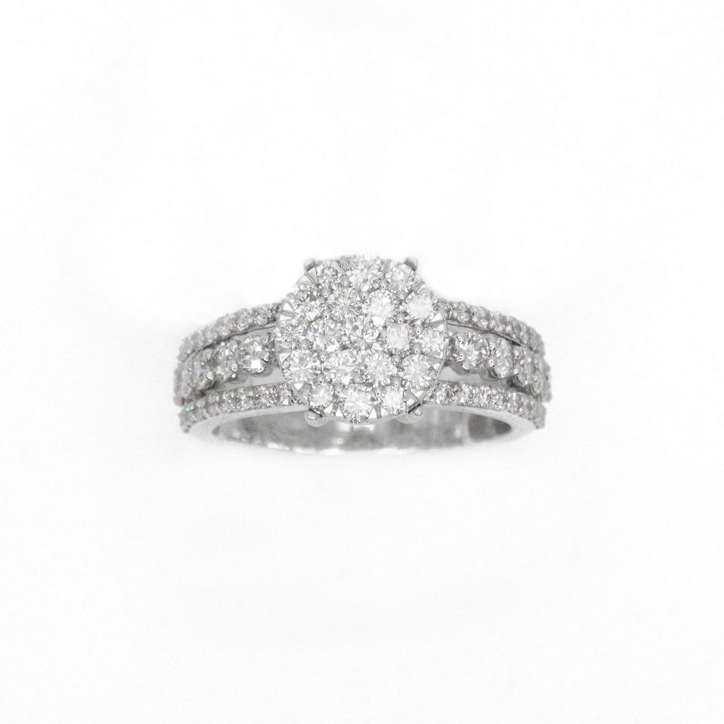 14k Solid Gold Lab Diamond Circle-Cluster Engagement Ring