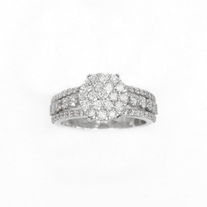 14k Solid Gold Lab Diamond Circle-Cluster Engagement Ring