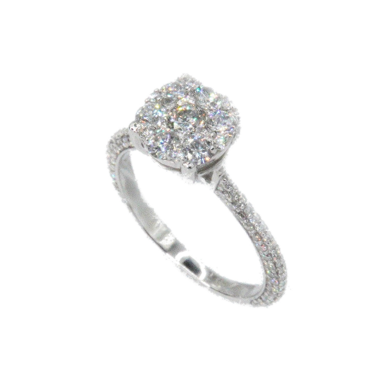 14k Solid Gold Lab Diamond Cluster Ring Pave Band