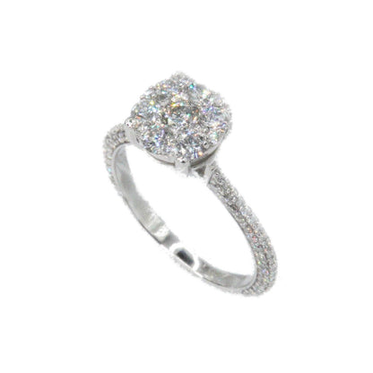 14k Solid Gold Lab Diamond Cluster Ring Pave Band