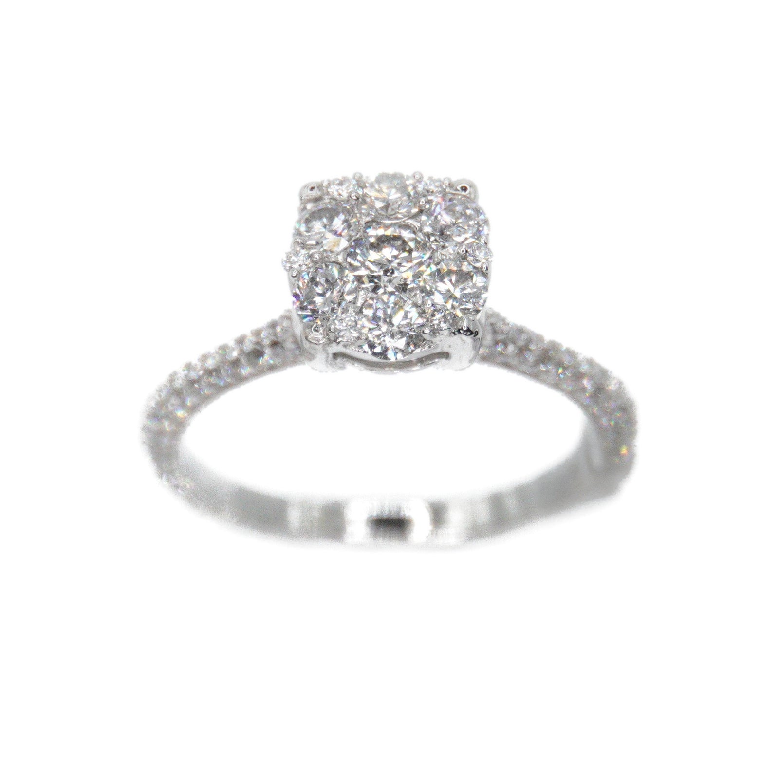 14k Solid Gold Lab Diamond Cluster Ring Pave Band