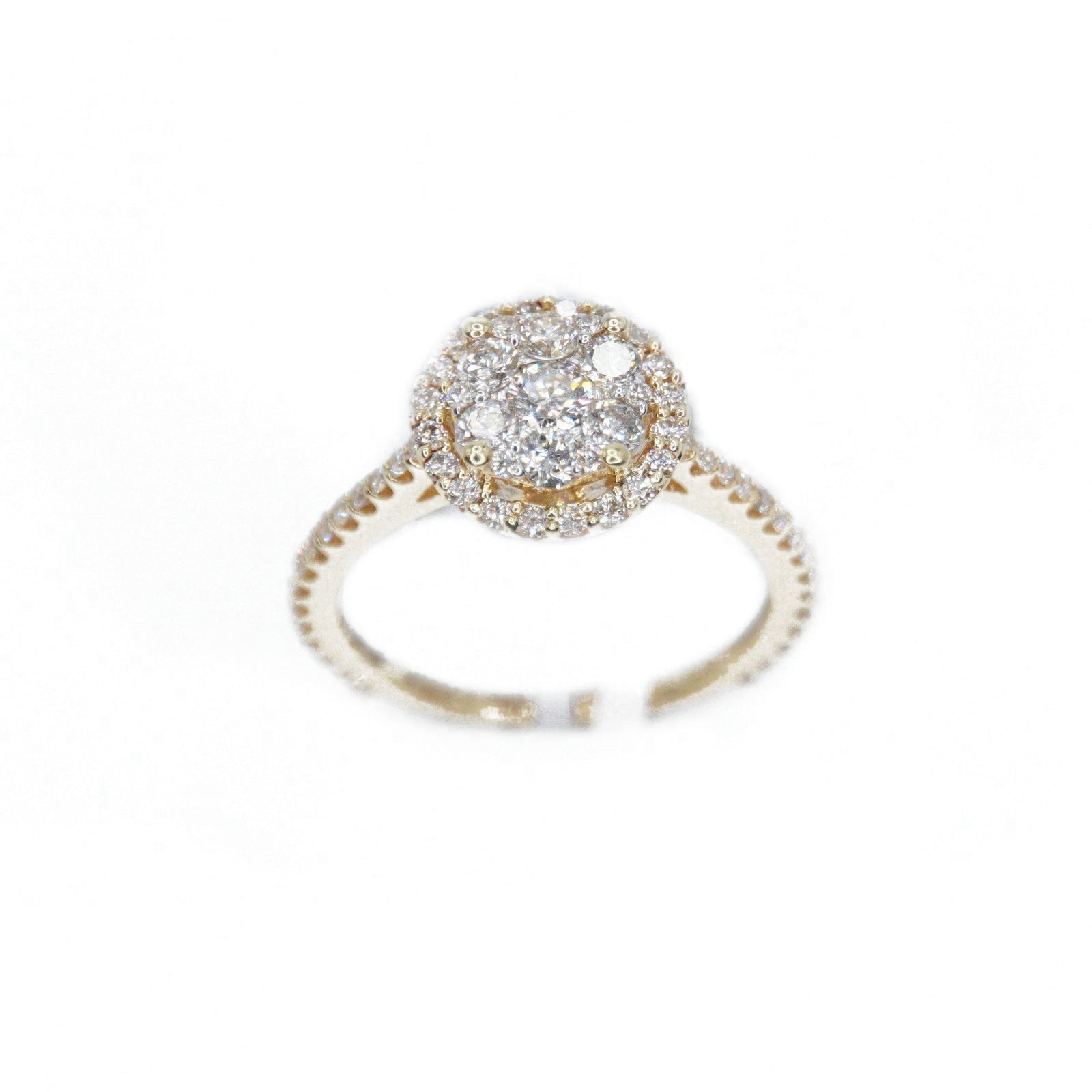 14k Solid Gold Lab Diamond Halo Cluster Circle Ring