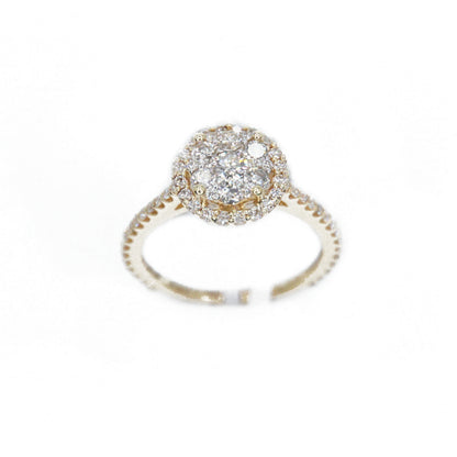 14k Solid Gold Lab Diamond Halo Cluster Circle Ring