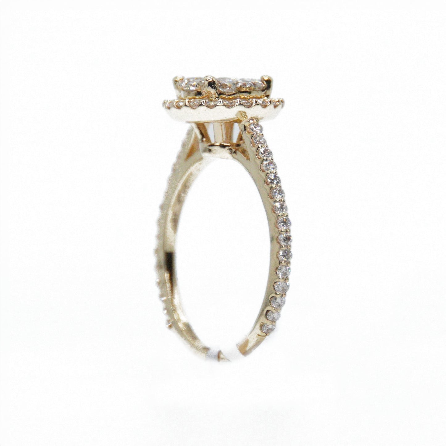 14k Solid Gold Lab Diamond Halo Cluster Circle Ring