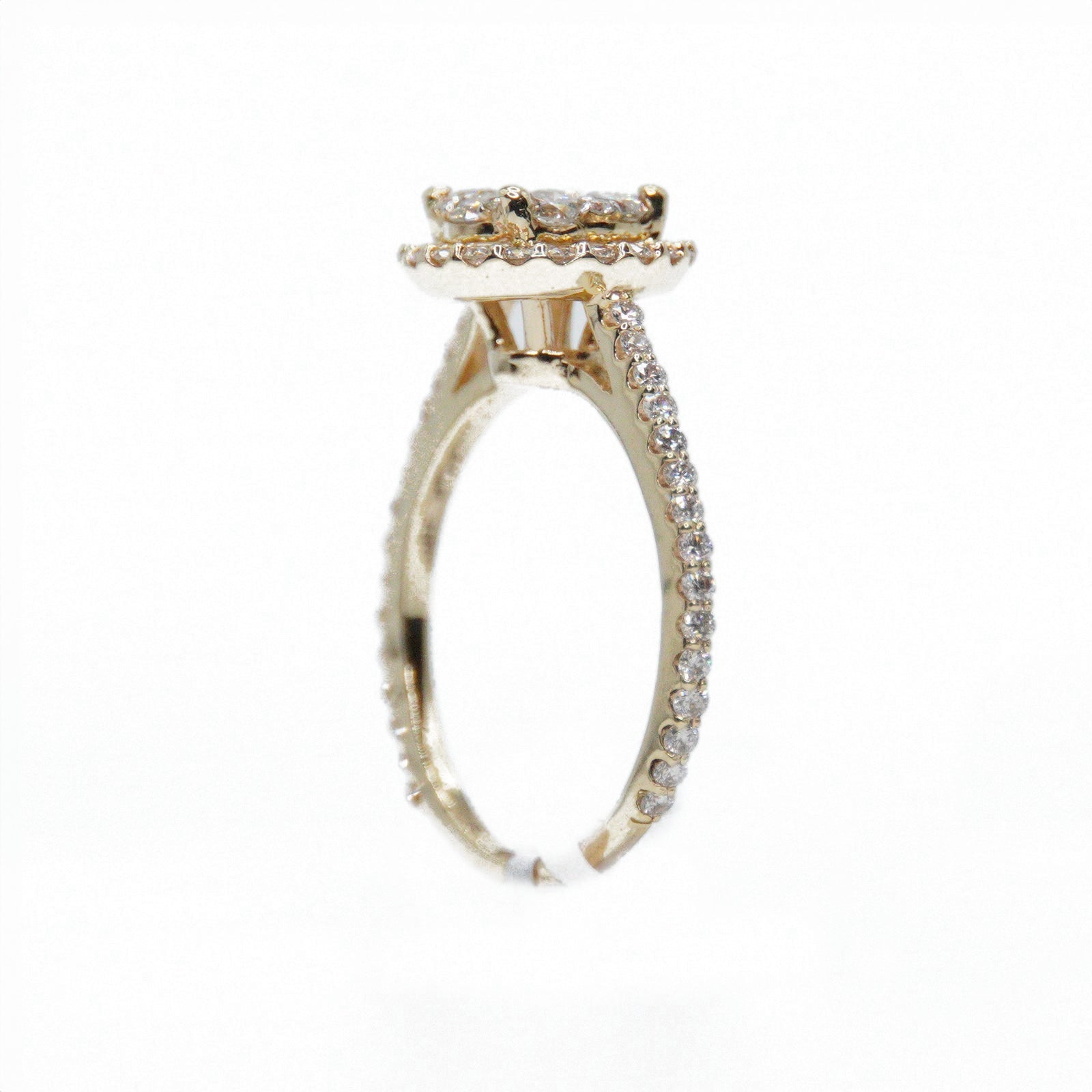 14k Solid Gold Lab Diamond Halo Cluster Circle Ring
