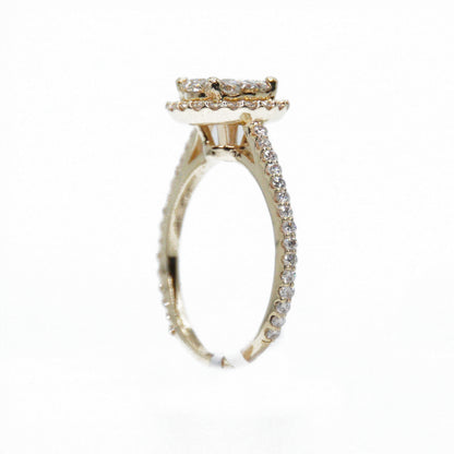 14k Solid Gold Lab Diamond Halo Cluster Circle Ring