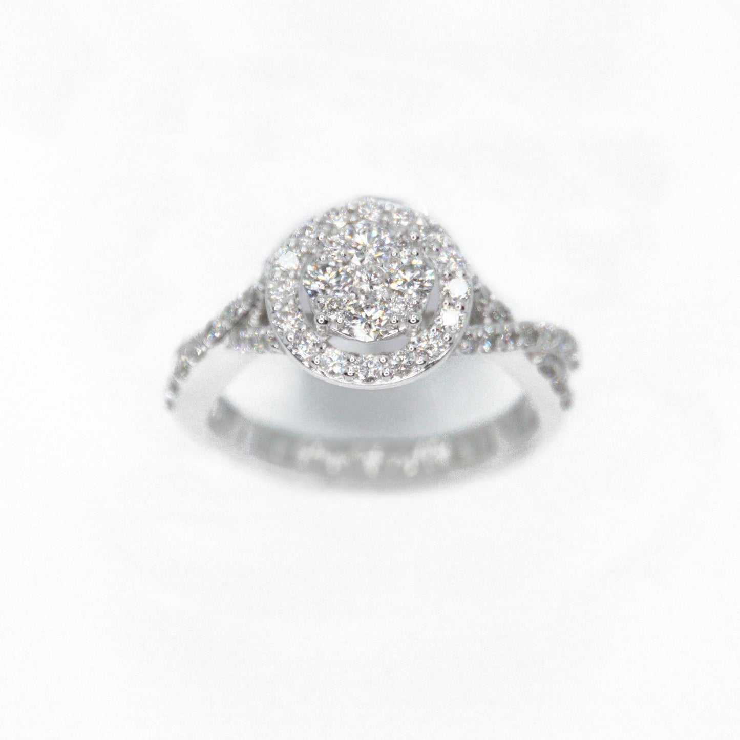 14k Solid Gold Lab Diamond Halo Cluster Ring