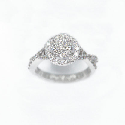 14k Solid Gold Lab Diamond Halo Cluster Ring