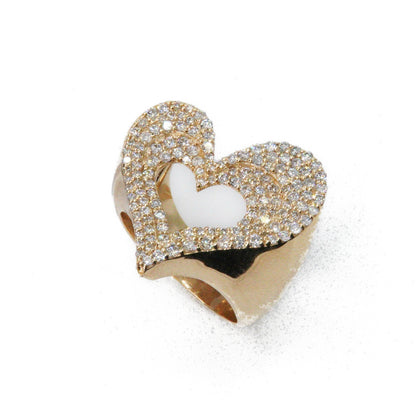 14k Solid Gold Lab Diamond Open Heart Ring
