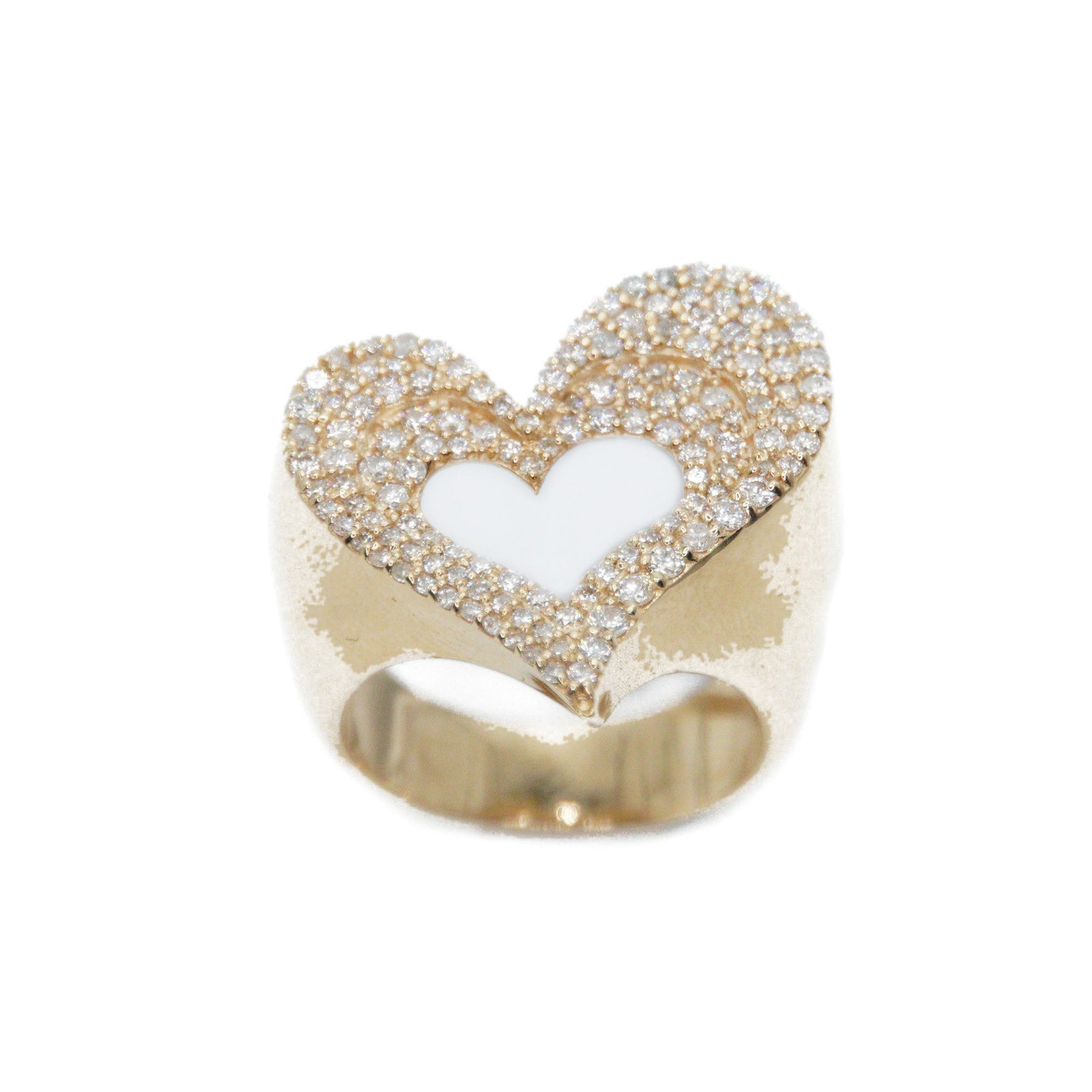 14k Solid Gold Lab Diamond Open Heart Ring