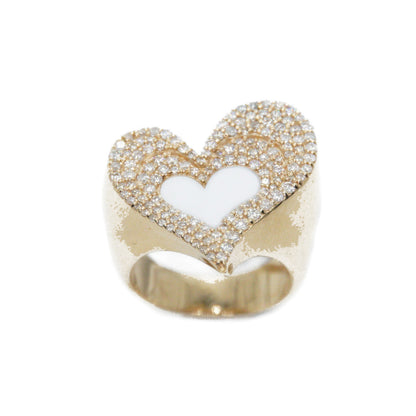 14k Solid Gold Lab Diamond Open Heart Ring