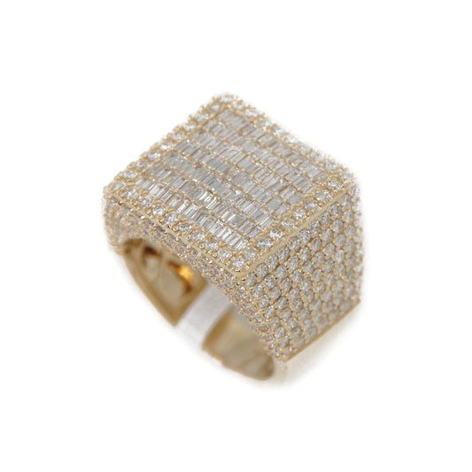 14k Solid Gold Baguette Chandelier Lab Diamond Ring