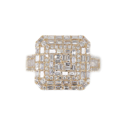 14k Solid Gold Baguette Lab Diamond Square Cake Ring