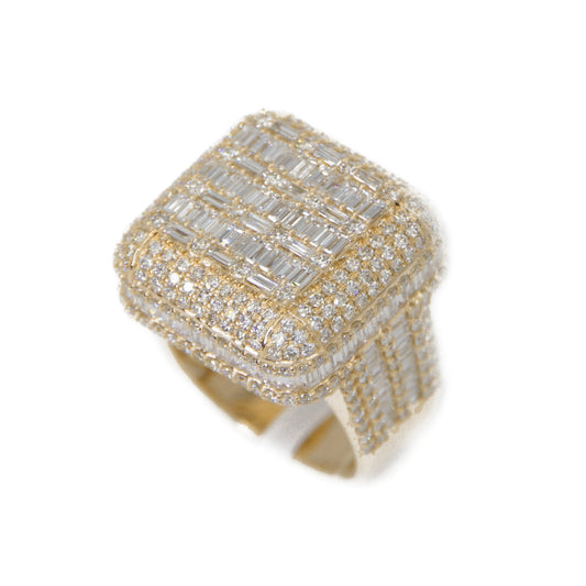 14k Solid Gold Baguette Lab Diamond Square Cushion Ring