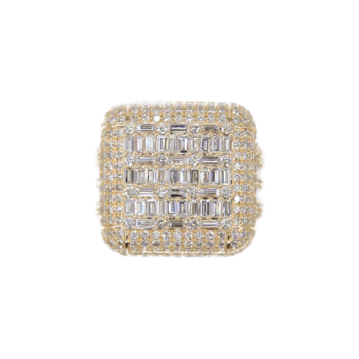 14k Solid Gold Baguette Lab Diamond Square Cushion Ring
