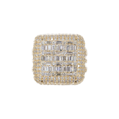 14k Solid Gold Baguette Lab Diamond Square Cushion Ring